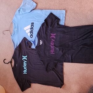 Group of 3, Adult medium various brand Tshirts. Hurley, Adidas